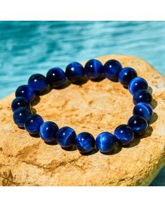 Buddha Stones Blue Tiger Eye Protection Bracelet - 0.23 in (6 mm)