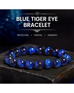 Buddha Stones Blue Tiger Eye Protection Bracelet - 0.47 in (12 mm)