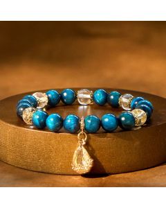Buddha Stones Blue Tiger Eye White Crystal Water Drop Strength Bracelet - Blue Tiger Eye White Crystal (Wrist Circumference: 15-16cm)