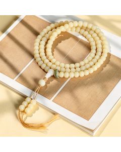 Buddha Stones Bodhi Root Lotus Pendant Purity 108 Bead Hand Polished Round Mala - Tablet Bead / Bodhi Seed (Awakening ♥ Wisdom)