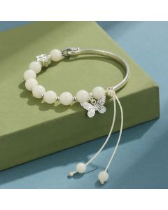 Buddha Stones Bodhi Seed Butterfly Lotus Luck Wealth Bracelet Bangle - Bodhi seed Lotus(Wrist Circumference: 14-15cm)