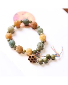 Buddha Stones Bodhi Seed Lotus Green Sandalwood Wisdom Harmony Bracelet - Bodhi Seed(Auspiciousness♥Luck)
