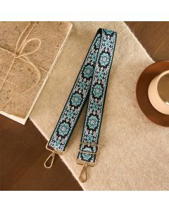 Buddha Stones Bohemian Round Flower Geometric Embroidery Adjustable Handbags Crossbody Shoulder Bag Purse Straps Replacement - Dark Blue 76-136cm*5cm