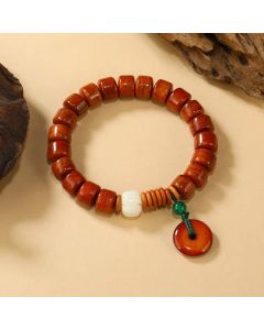 Buddha Stones Bone Beads Lotus Peace Buckle Design Enlightenment Bracelet - Bone Beads & Lotus Pod(Wrist Circumference: 15cm-16cm)