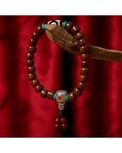 Buddha Stones Bone Beads Vajra Three-eyed Dzi Bead Luck Bracelet - Bone Beads & Vajra(Wrist Circumference: 15cm-16cm)