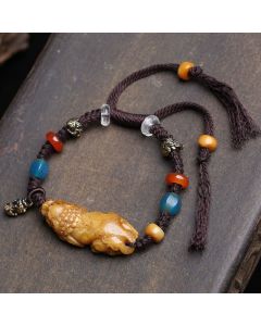 Buddha Stones Bone PiXiu Braided Rope Luck Bracelet - Pi Xiu(Wrist Circumference:17-23cm)