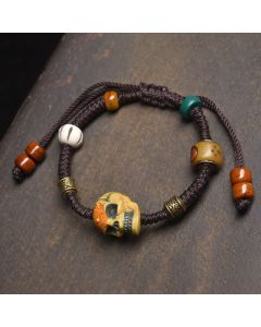 Buddha Stones Bone The Lord Of The Corpse Forest Keep Away Evil Spirits Braided Rope Bracelet - Colorful Rope(Wrist Circumference:17-23cm)
