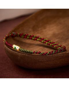 Buddha Stones Braided Colorful Red Green String Koi Fish Luck Bracelet Anklet - Anklet(Circumference: 8.66-10.63 in / 22-27 cm)