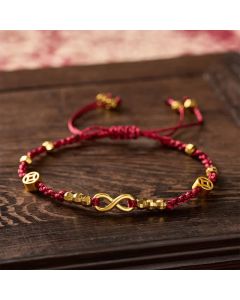 Buddha Stones Braided Red String Chinese Coin Infinity Symbol Faith Bracelet - Red String（Protection ♥ Luck）