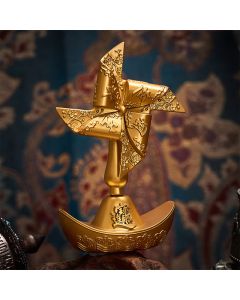Buddha Stones Brass Ship Pinwheel Ingot Direction Decor Wealth & Fortune Symbols - Gold Ingot Pinwheel