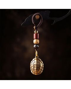 Buddha Stones Brass Turtle Pi Xiu Five Emperor Coins Protection Keychains - Turtle