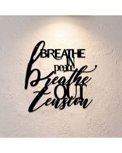 Buddha Stones Breathe In Peace Breathe Out Tension Minimalist Zen Iron Metal Meaningful Symbols Wall Art - Approx. 25cm x 24.3cm x 0.1cm / 9.84in x 9.57in x 0.04in