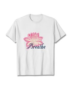 Buddha Stones BREATHE Lotus Flower Tee T-shirt - LightGrey / 2XL