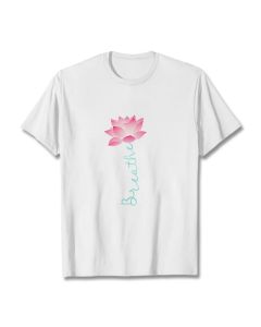 Buddha Stones BREATHE Lotus Tee T-shirt - LightGrey / 2XL