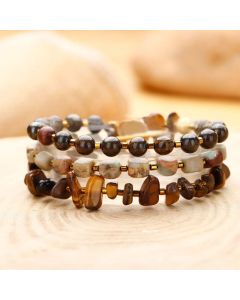 Buddha Stones Bronzite Emperor Stone Tiger Eye Determination Triple Wrap Bracelet - Bronzite Emperor Stone Tiger Eye(Wrist Circumference: 14-16cm)