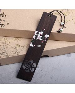 Buddha Stones Butterfly Flower Ebony Wood Bookmarks With Gift Box - 2Pcs Ebony Butterfly Flower