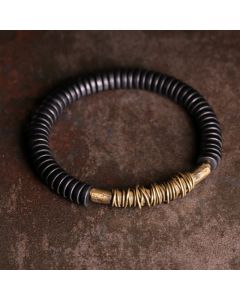 Buddha Stones Calm Tibetan Ebony Wood Copper Bracelet - 17-17.6cm