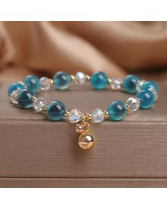 Buddha Stones Candy Agate Healing Harmony Bead Charm Bracelet - Gray Candy Agate(Wrist Circumference 14-17cm)
