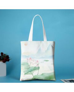 Buddha Stones Canvas Metal Lotus Shoulder Bag - Lotus Dragonfly - Zipper