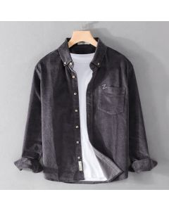 Buddha Stones Casual Corduroy Solid Color Men's Long Sleeve Cotton Thickened Jacket With Pockets - DarkSlateGray / US/UK/AU36，EU46 (L)