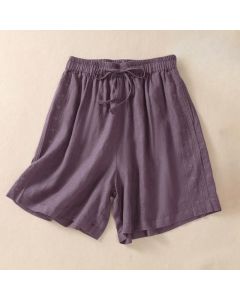 Buddha Stones Casual Floral Embroidery Pattern Drawstring Women's Shorts With Pockets - YellowGreen / US8-10，UK/AU12-14，EU40-42 (2XL)