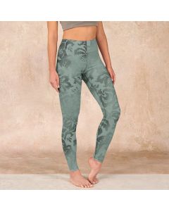 Buddha Stones Casual Flower Leaves Print Gym Fitness Leggings Women's Yoga Pants - DarkSeaGreen / US18，UK/AU22，EU50 (4XL)