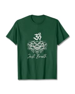 Buddha Stones Casual Om Symbol Lotus Flower Pattern Cotton Tee T-shirt - ForestGreen / S