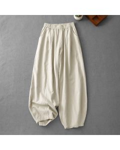 Buddha Stones Casual Plain Women's Harem Pants With Pockets - Olive / US8-10，UK/AU12-14，EU40-42 (2XL)