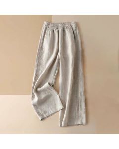 Buddha Stones Casual Plain Color Side Pleats Rayon Women's Wide Leg Pants With Pockets - White / US14，UK/AU18，EU46 (3XL)