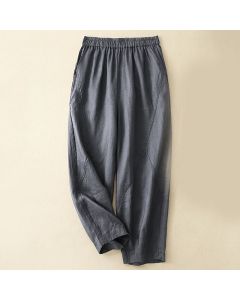 Buddha Stones Casual Plain Cropped Pants Women's Harem Pants With Pockets - PeachPuff / US8-10，UK/AU12-14，EU40-42 (2XL)