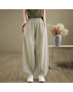 Buddha Stones Casual Plain Women's Harem Pants With Pockets - Pink / US4，UK/AU8，EU36 (L)
