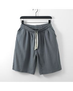 Buddha Stones Casual Solid Color Cotton Men's Bermuda Shorts Men's Pants With Pockets - DarkBlue / US/UK/AU48，EU58 (6XL)