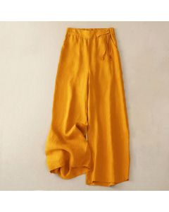Buddha Stones Casual Solid Color One Button Women's Capri Wide Leg Pants With Pockets - Teal / US12，UK/AU16，EU44 (3XL)