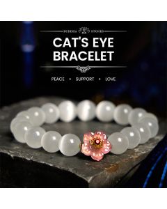 Buddha Stones Cat's Eye Chrysoberyl Flower Love Bracelet - Pink Cat's Eye(Wrist Circumference: 14-17cm)