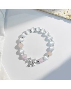 Buddha Stones Cat's Eye Lavender Amethyst Rosette Charm Bracelet - Cat's Eye&Lavender Amethyst