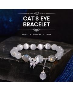 Buddha Stones Cat's Eye Moonstone Butterfly Star Charm Support Bracelet - Cat's Eye&Moonstone Star
