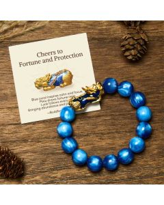 Buddha Stones "Cheers to Fortune and Protection" PiXiu Bracelet Includes Gift Message Card - 12mm Green Sea Willow(Wrist Circumference 17-18cm) / Deluxe Gift Bag (+$9.59)