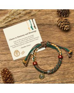 Buddha Stones "Cheers to Harmony and Blessings" Tibetan Rope Bracelet Includes Gift Message Card - 14-16.5cm / Deluxe Gift Bag (+$9.59)