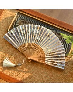 Buddha Stones Cherry Blossoms Sakura Handheld Bamboo Folding Fan 21cm - Cherry Blossoms 21cm