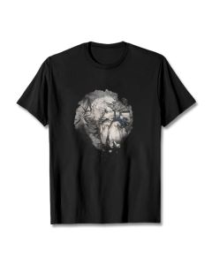 Buddha Stones Chinese Bamboo Mountain Pavilion Design Pattern Tee T-shirt - Light Grey / 2XL