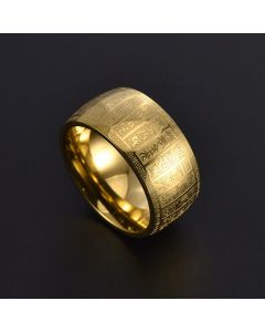 Buddha Stones Chinese Characters Engraved Pattern Titanium Steel Balance Ring - Silver / US12