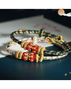 Buddha Stones Chinese Zodiac Colorful Strings Luck Bracelet - Dog Pig(Wrist Circumference: 15-18cm)