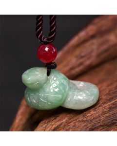 Buddha Stones Chinese Zodiac Year of the Snake Natural Jade Luck Necklace Pendant - Snake