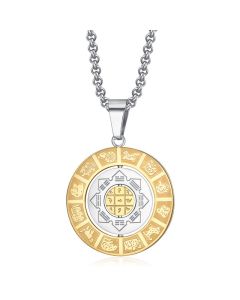 Buddha Stones Chinese Zodiac Nine Palaces Eight Diagrams Bagua Amulet Harmony Necklace Rotatable Pendant - Chinese Zodiac