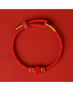 Buddha Stones Chinese Zodiac Red String Eight Thread Peace Knot Cinnabar Protection Luck Bracelet - Pig / Red Rope(Wrist Circumference: 14-19cm)