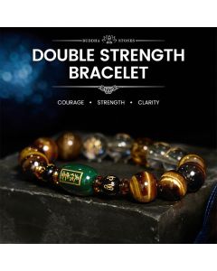 Buddha Stones Chinese Zodiac Tiger Eye White Crystal Courage Bracelet - Pig(Wrist Circumference: 14-16cm) / 14mm