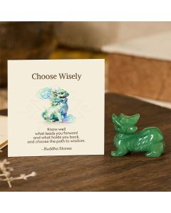 Buddha Stones "Choose Wisely" Natural Small PiXiu Green Aventurine Luck Decoration Includes Gift Message Card - PiXiu 4*5cm / Deluxe Gift Bag (+$9.59)