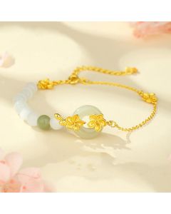 Buddha Stones Chrysoberyl Hetian Jade 999 Sterling Silver Love Bracelet - Chrysoberyl Hetian Jade 999 Sterling Silver(Wrist Circumference: 14-19cm)