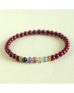 Buddha Stones Cinnabar Aquamarine Citrine Strawberry Quartz Amethyst Malachite Blessing Bracelet - Red Cinnabar / 6mm(Wrist Circumference: 14-16cm)