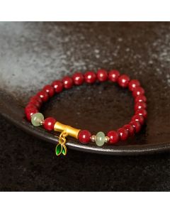 Buddha Stones Cinnabar Bamboo Concentration Bracelet - Cinnabar(Wrist Circumference: 14-16cm)